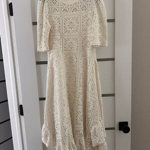 Elegant See by Chloé White Crochet Lace Dress – Size M